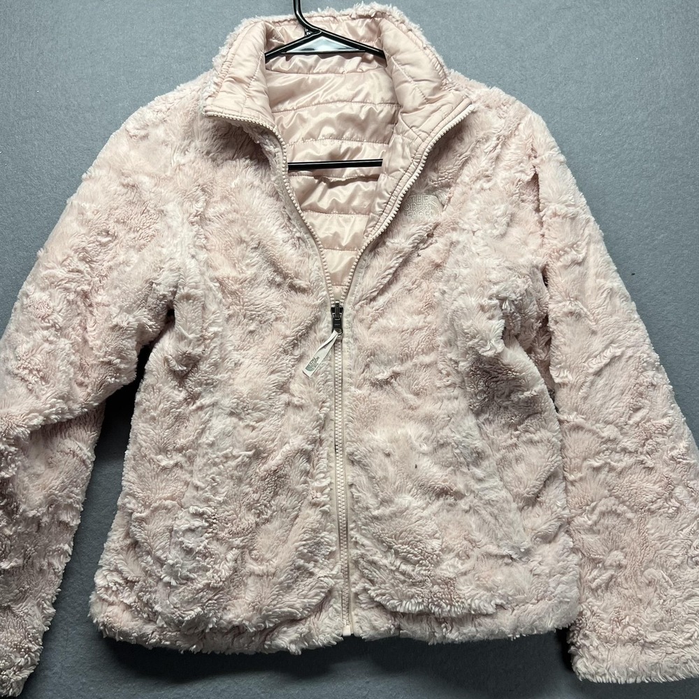 The North Face Jacket Girls Medium 10/12 Pink Reversible Fleece Puffer Insulated